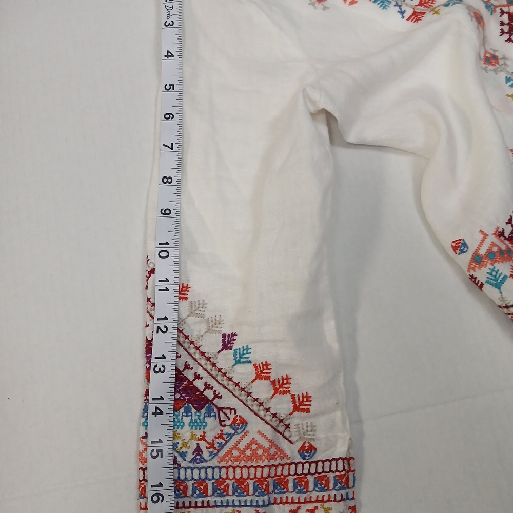 Johnny Was Velsia Embroidered Linen Bolero XS White Boho Jacket - Picture 6 of 6